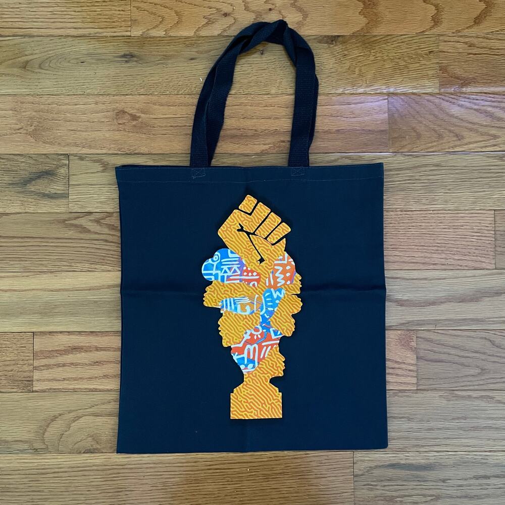 Peloton x Temi Coker Art and Poetry Tote Bag Navy Blue Graphic Canvas Artist